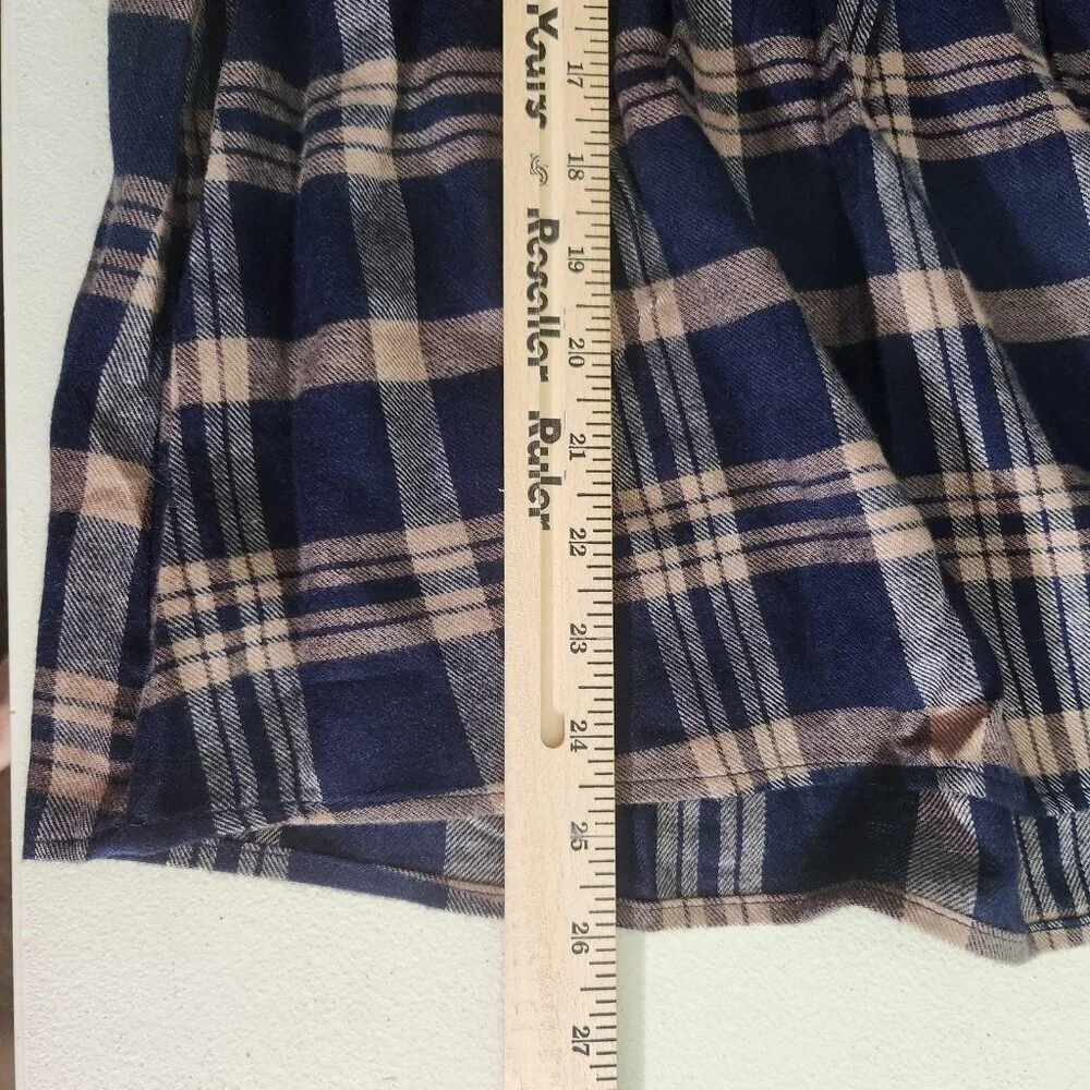 Torrid Blouse Womens Medium Large Blue Plaid Rainier Pullover Long Sleeve NWT